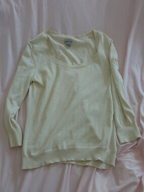 Chico’s Cream Silk Blend Scoop Neck Knit Sweater Size 1